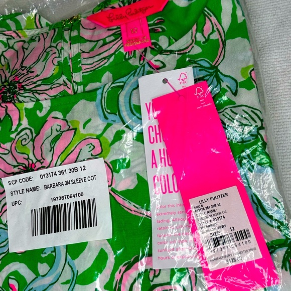 NWT Lilly Pulitzer Barbara 3/4 cotton shirt size 12 - Picture 5 of 6